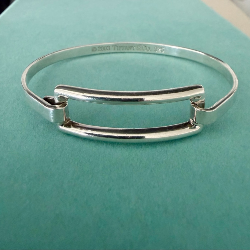 Tiffany & Co. 2003 Open Rectangle Bangle Bracelet 925 Sterling Silver - Picture 3 of 13